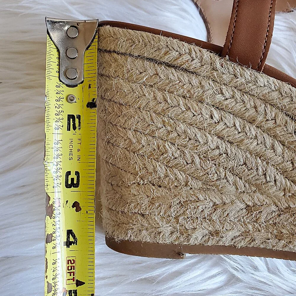 Time and Tru Women's Browne Square Toe Espadrille Wedge Sandals SZ 11